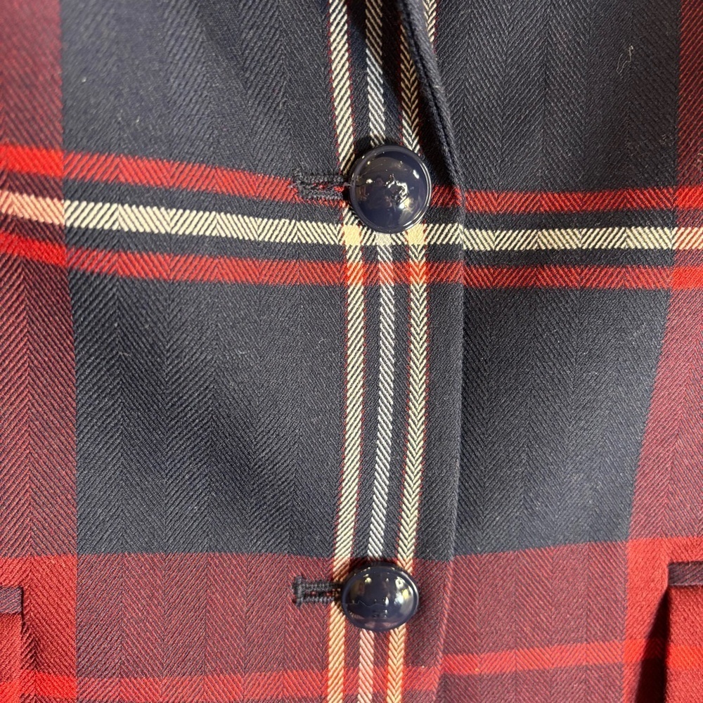 TOMMY HILFIGER Sz 10 Boston Blazer in Red and Blue Plaid Lined Shoukder Pads NEW - Picture 2 of 13